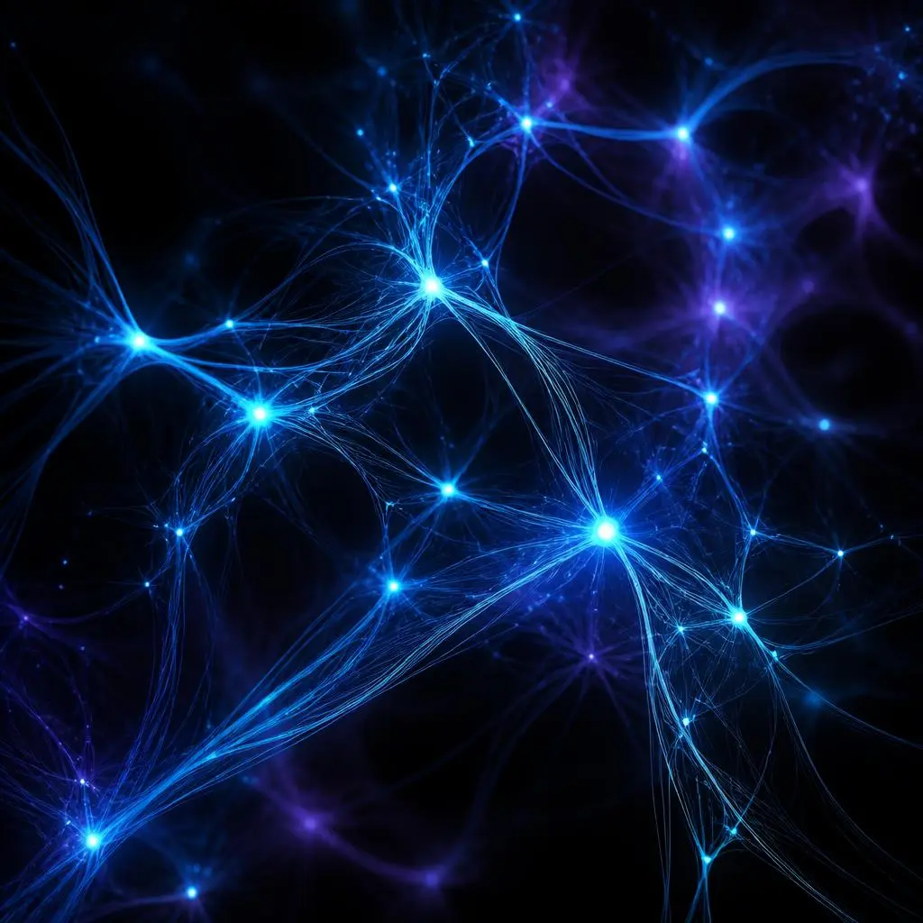 Abstract glowing network of connected nodes
